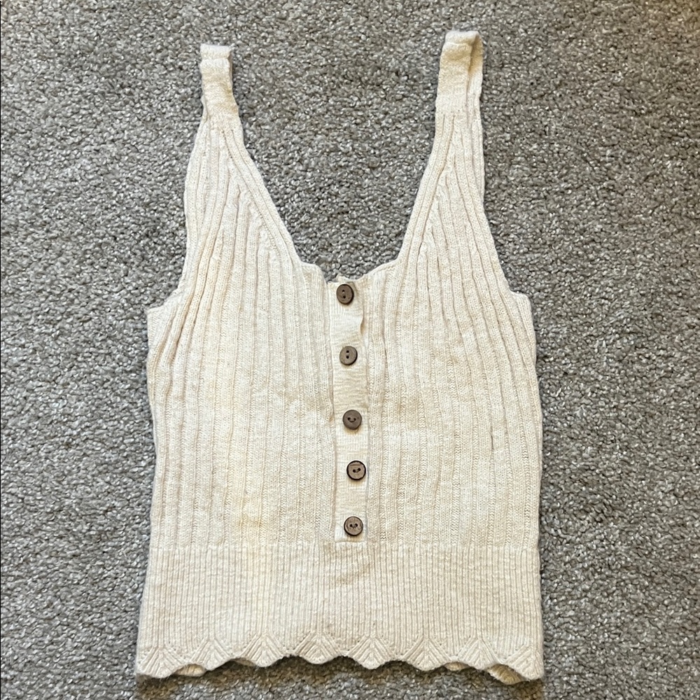 Abercrombie & Fitch Beige Knit Tank Top